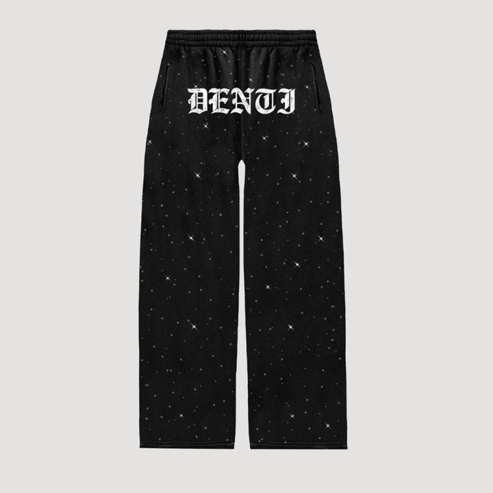 Damen nan weite Sweathose mit Sternenallover, Gothic-Logoprint, elastischem Bund und Eingrifftaschen Echo Archiv