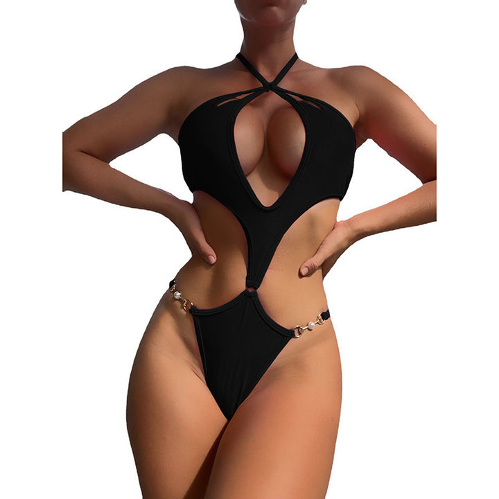 Damen Cut-Out Badeanzug mit verstellbaren Trägern und eleganten Schmuckdetails Echo Archiv