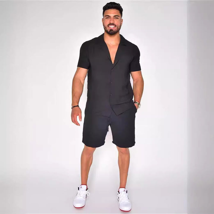Herren lässiges Kurzarmhemd und Shorts Set Echoarchiv