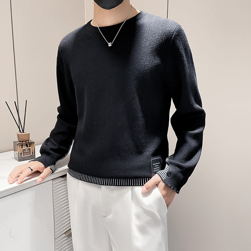 Herren Feinstrick-Pullover mit dezenter Rippenstruktur und kontrastiertem Saum Echoarchiv
