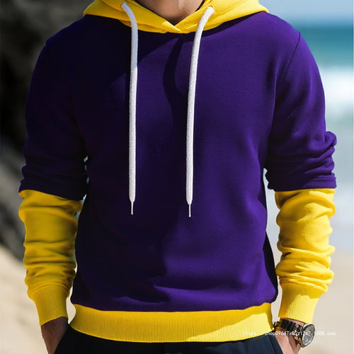 Herren Kapuzenpullover im Lagen-Look mit Kontrastkapuze und Kordelzug Echo Archiv