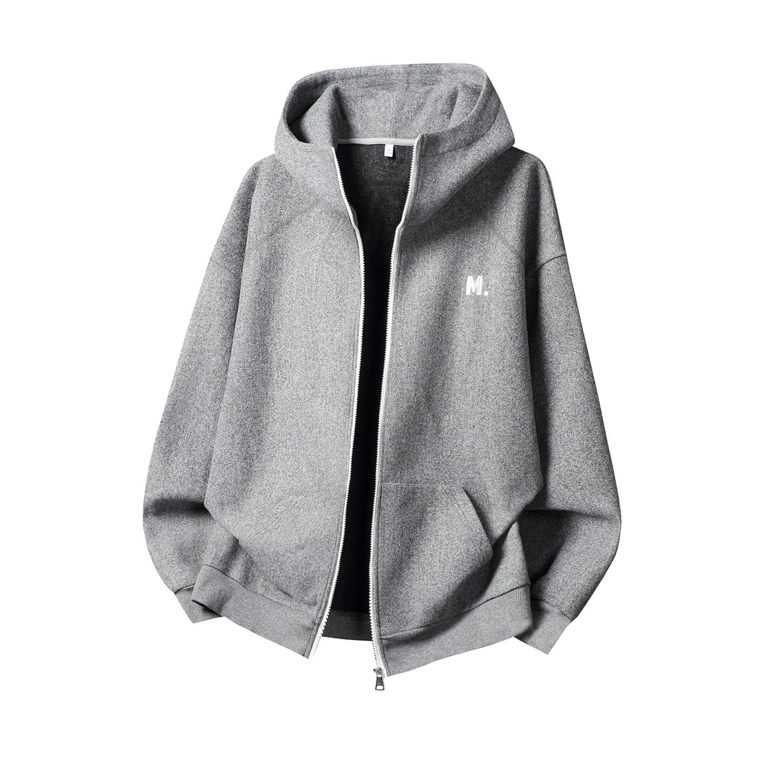 Unisex Oversize Kapuzen-Sweatjacke mit durchgehendem Reißverschluss und minimalistischer Bruststickerei Echo Archiv