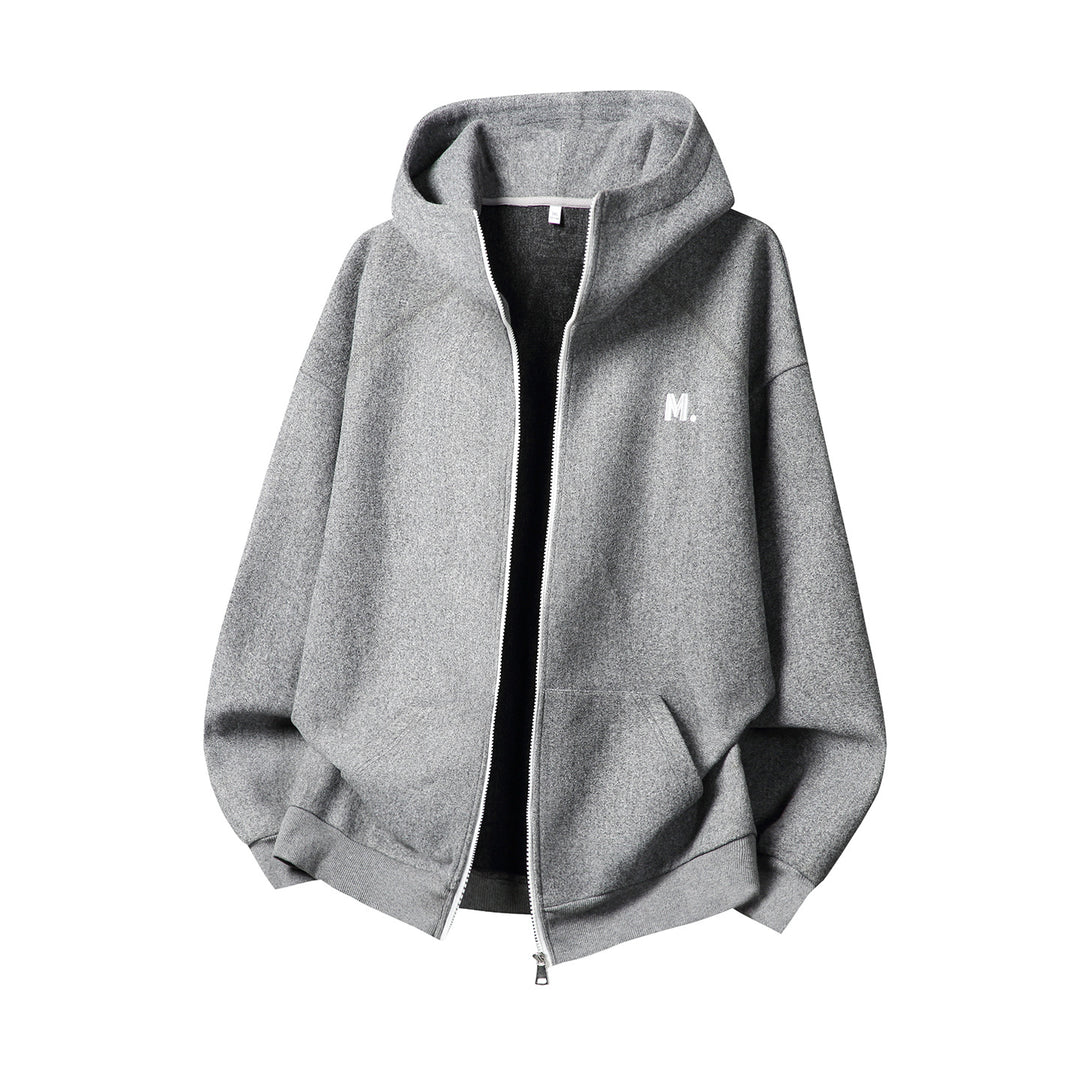 Unisex Oversize Kapuzenjacke mit durchgehendem Reißverschluss und minimaler Bruststickerei Echo Archiv