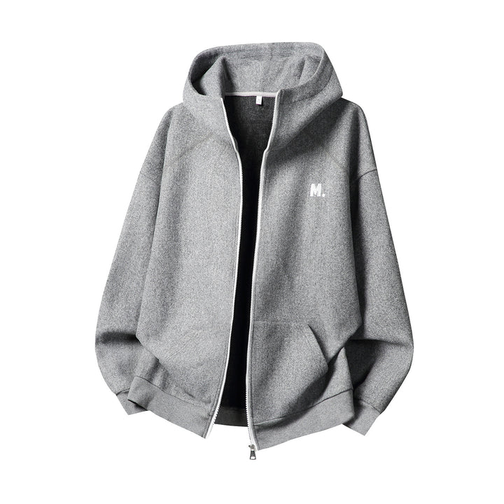 Unisex Oversize Kapuzenjacke mit durchgehendem Reißverschluss und minimaler Bruststickerei Echo Archiv