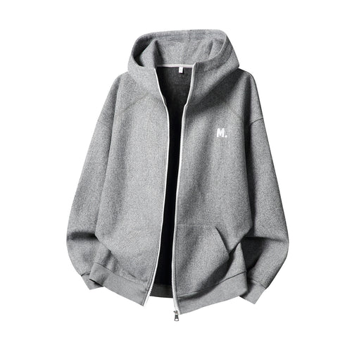 Unisex Oversize Kapuzenjacke mit durchgehendem Reißverschluss und minimaler Bruststickerei Echo Archiv