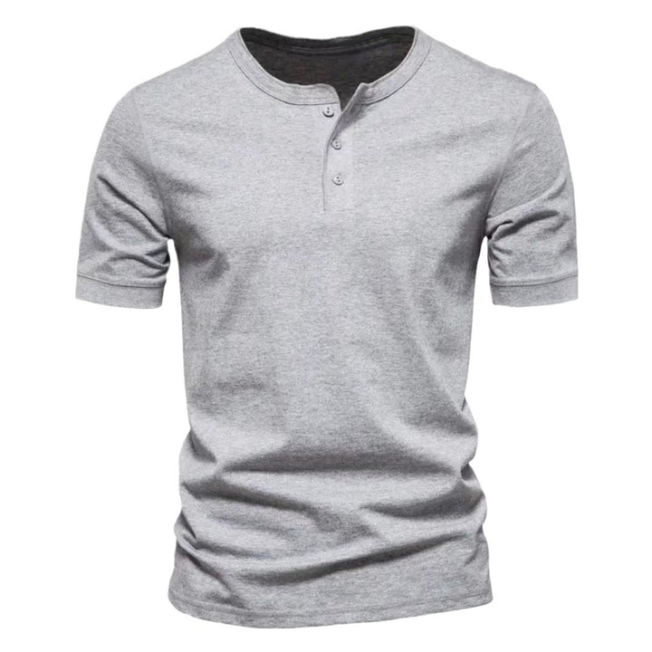 Herren nan tailliertes Kurzarm-Henleyshirt aus Baumwollmix mit Knopfleiste Echo Archiv