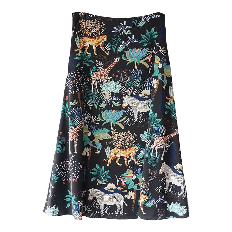 Damen Midi-Rock mit floralem Tierdruck Echoarchiv