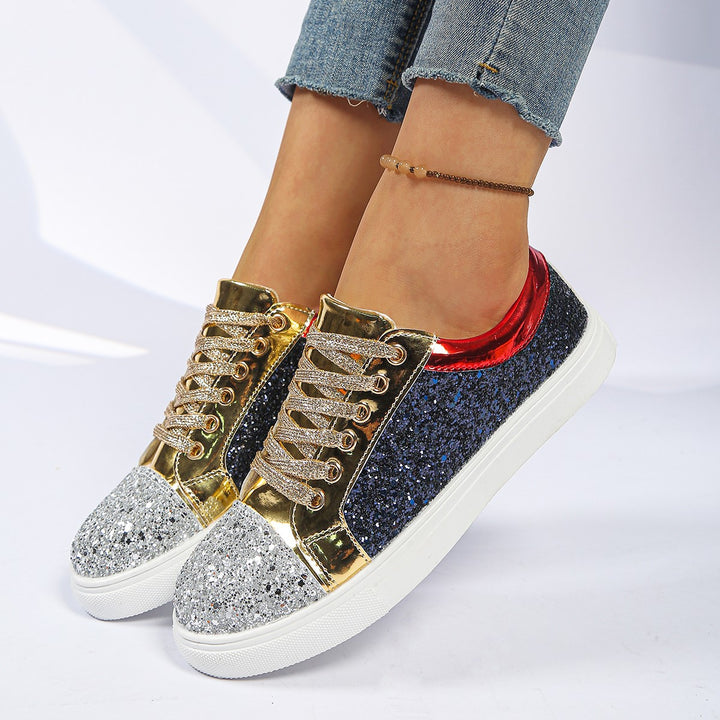 Damen Glitzer-Sneaker mit Metallic‑Einsätzen und gepolsterter Plateausohle Echoarchiv