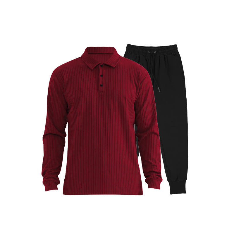 Herren Sportliches Langarm-Polo und Jogginghose Set Echoarchiv