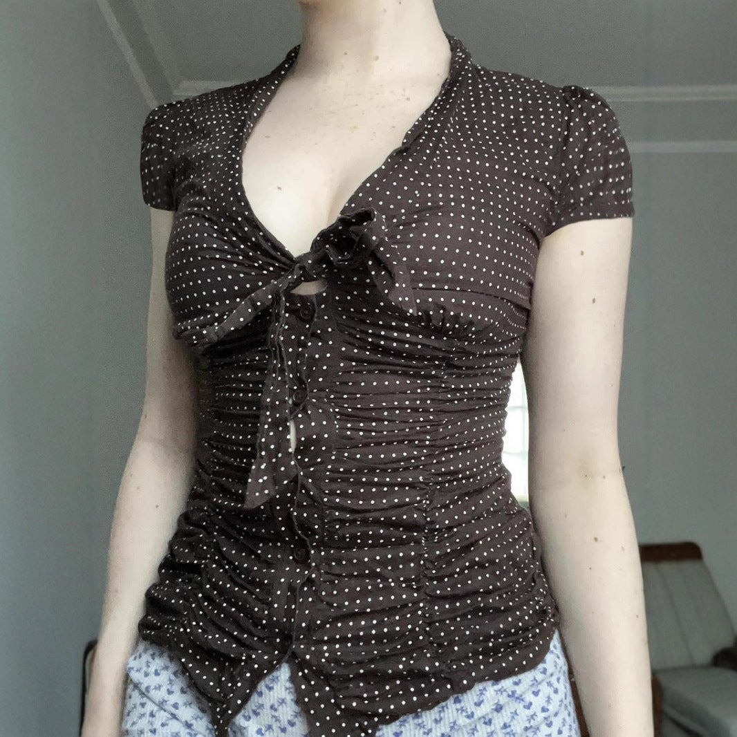 Damen feminines Blusenshirt mit Raffung und Schleifen-Detail Echo Archiv