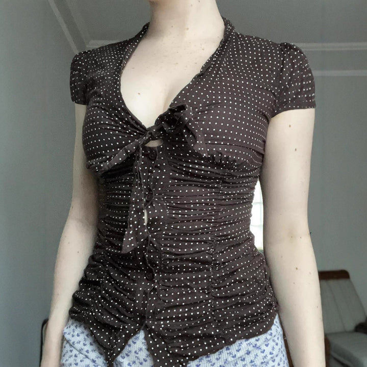 Damen feminines Blusenshirt mit Raffung und Schleifen-Detail Echo Archiv