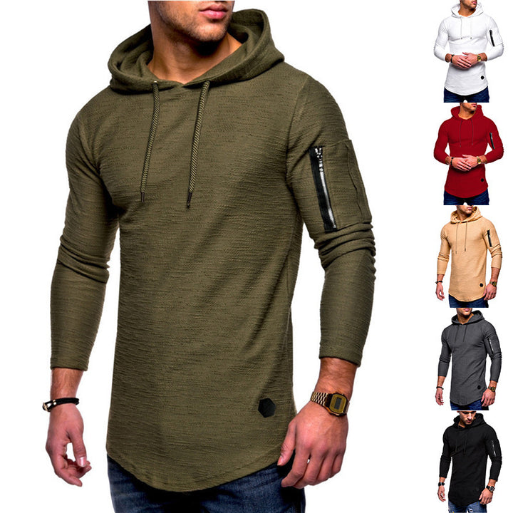 Herren Kapuzenpullover mit asymmetrischem Schnitt und Reißverschlusstasche Echoarchiv
