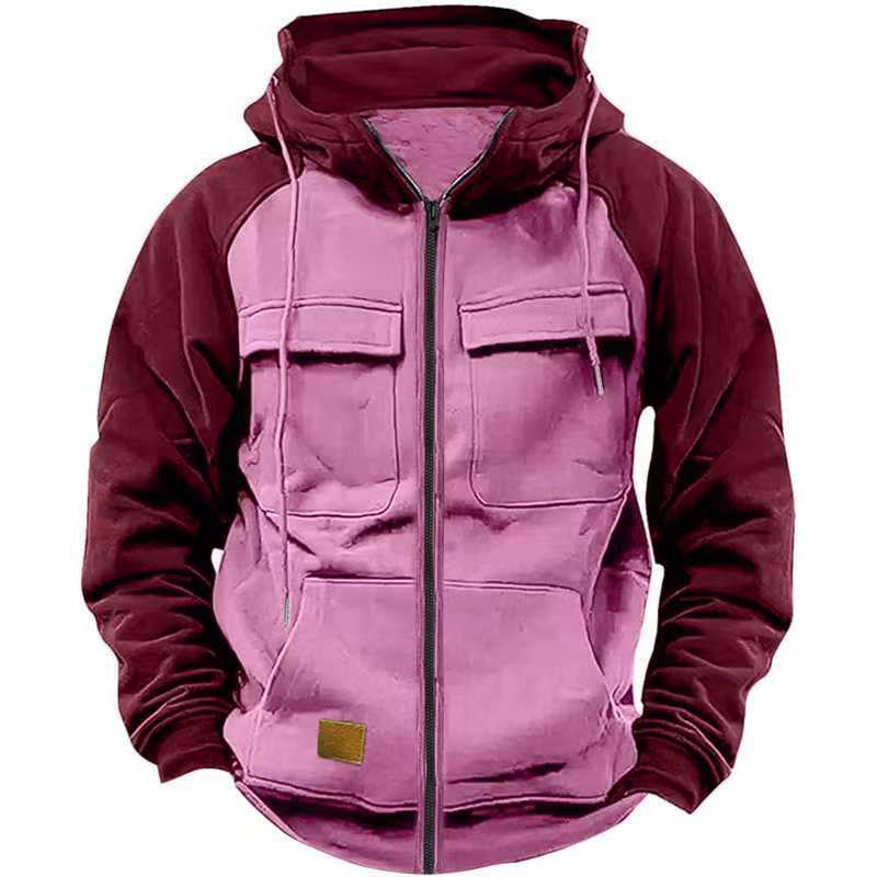 Herren vielseitige und praktikable Fleecejacke mit Kapuze und Taschen Echoarchiv