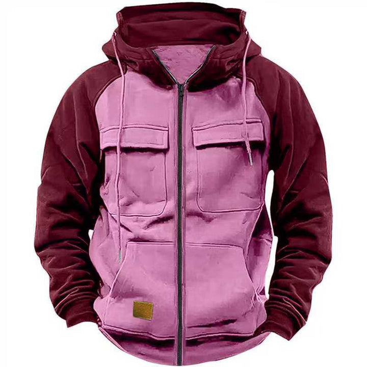 Herren vielseitige und praktikable Fleecejacke mit Kapuze und Taschen Echoarchiv