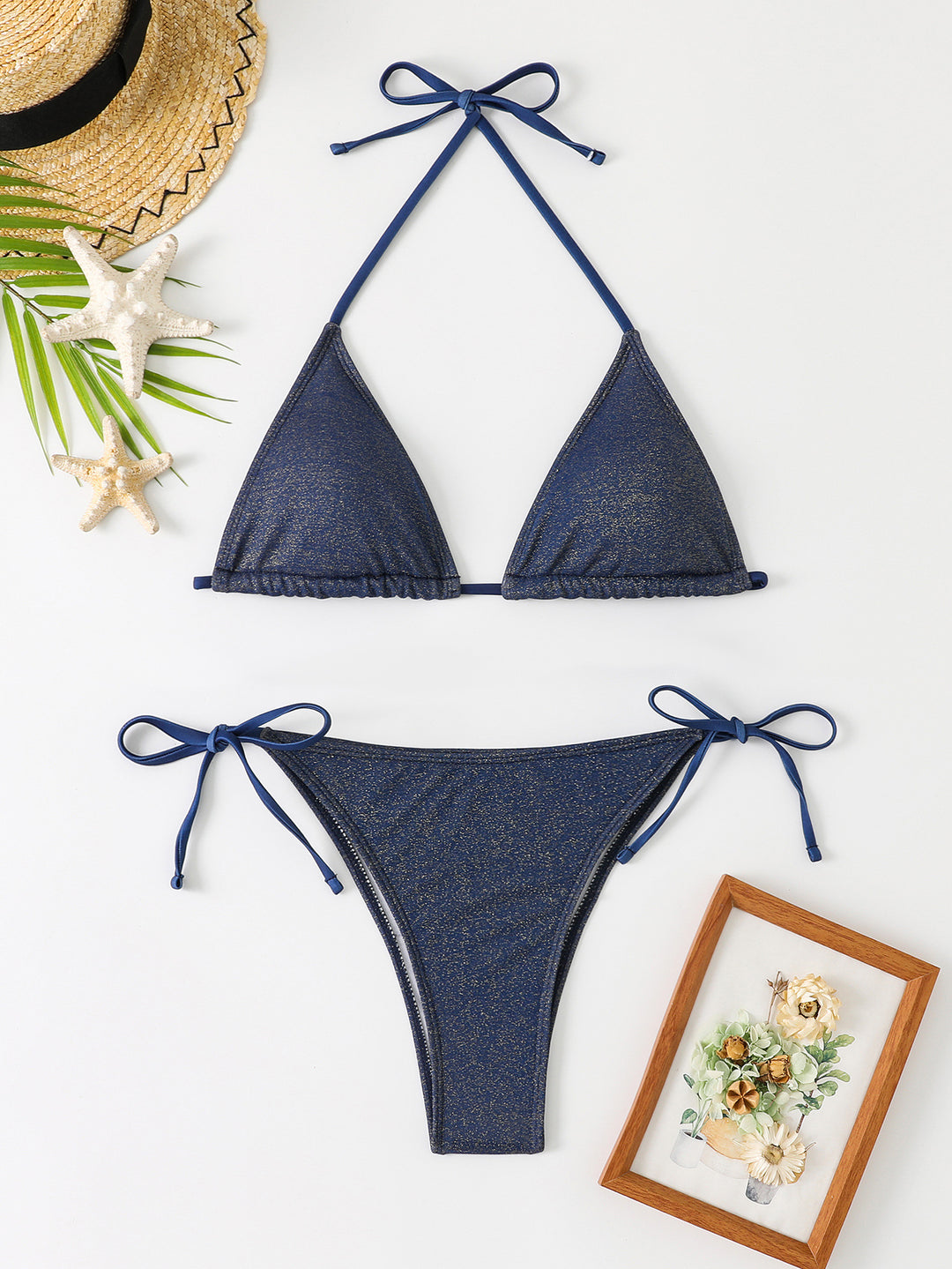 Damen Triangel-Bikini mit schimmerndem Rüschendesign Echo Archiv