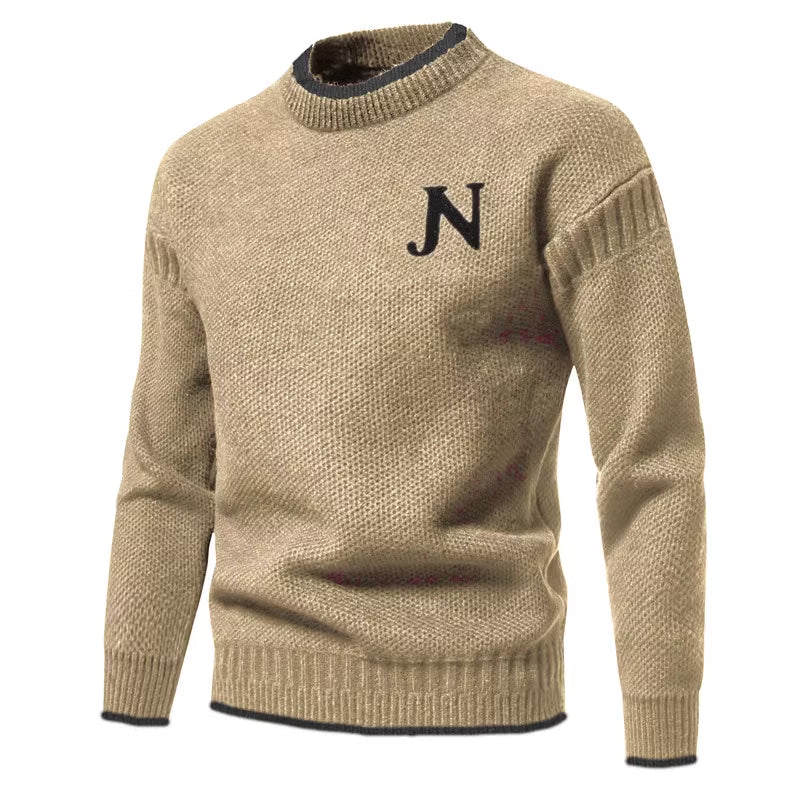 Herren Strukturierter Strickpullover mit Rundhalsausschnitt Echoarchiv