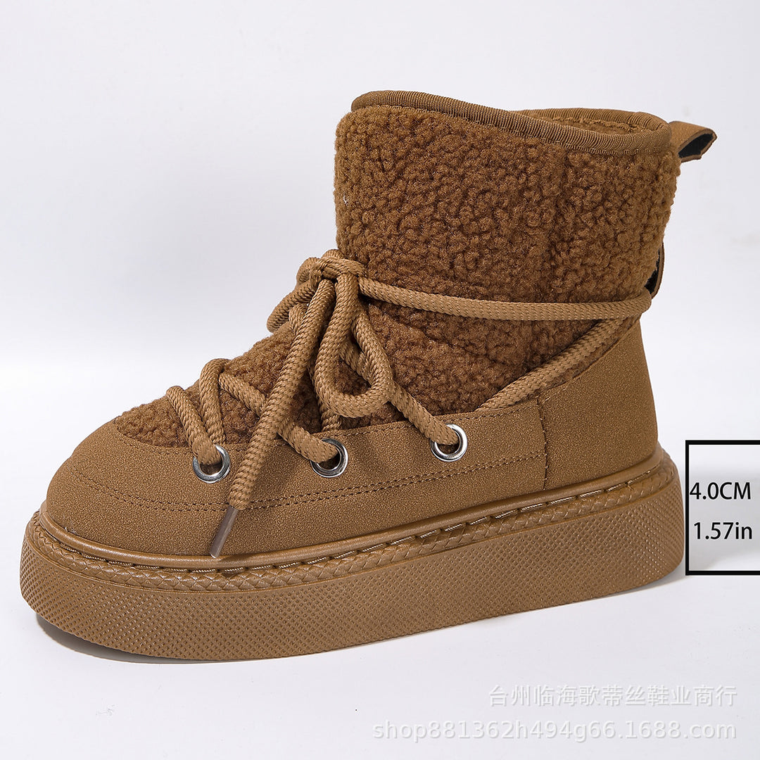 Damen Gefütterte Plateau-Schnürboots mit Teddyfutter und dicker Profilsohle – Lioré