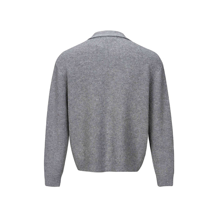 Herren Strukturiertes Strickcardigan mit Hemdkragen und durchgehender Knopfleiste Echoarchiv