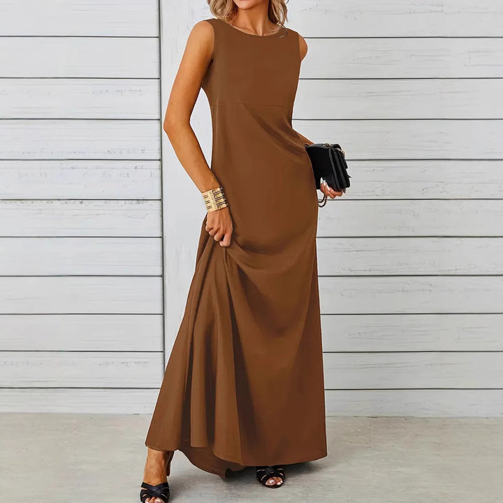 Damen elegantes Maxikleid mit schwingendem Saum und klassischem Schnitt Echo Archiv