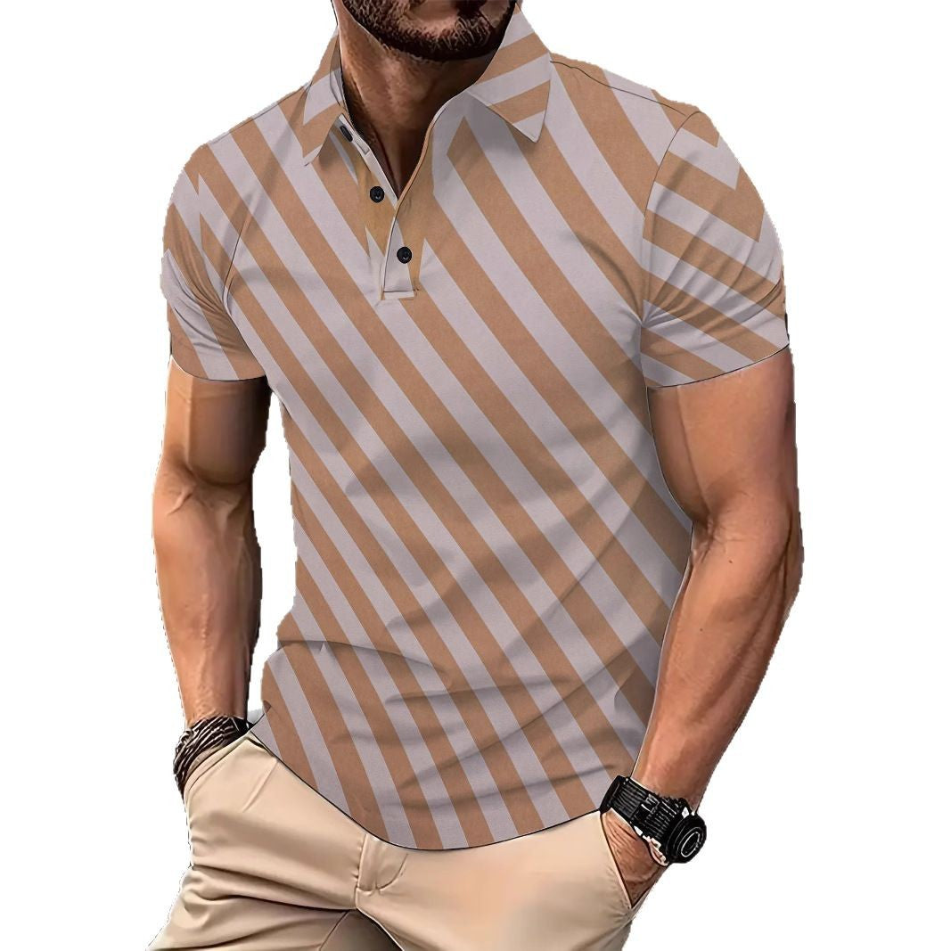 Herren Kurzarm Poloshirt mit modernem Streifenmuster Echoarchiv