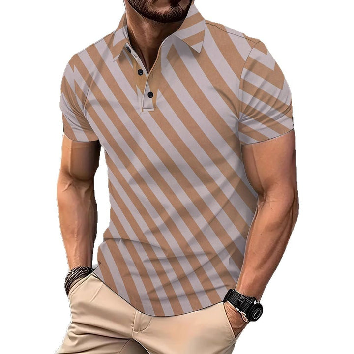 Herren Kurzarm Poloshirt mit modernem Streifenmuster Echoarchiv