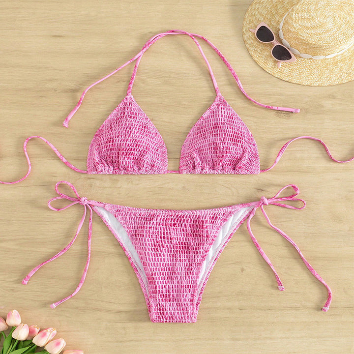 Damen Triangel-Bikini mit raffinierten Bindebändern und floralem Design Echo Archiv