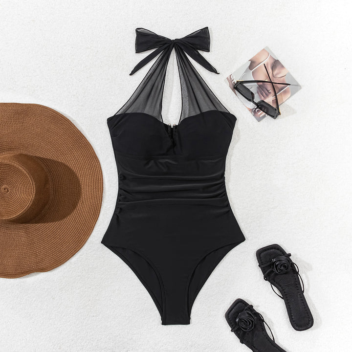 Damen Sportlicher Badeanzug mit Raffungen und Neckholder-Design Echo Archiv