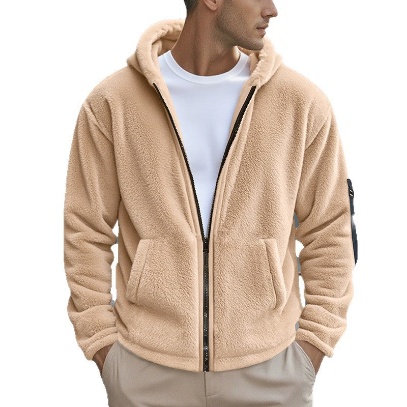 Herren Fleecejacke mit Kapuze und praktischen Reißverschlusstaschen Echoarchiv