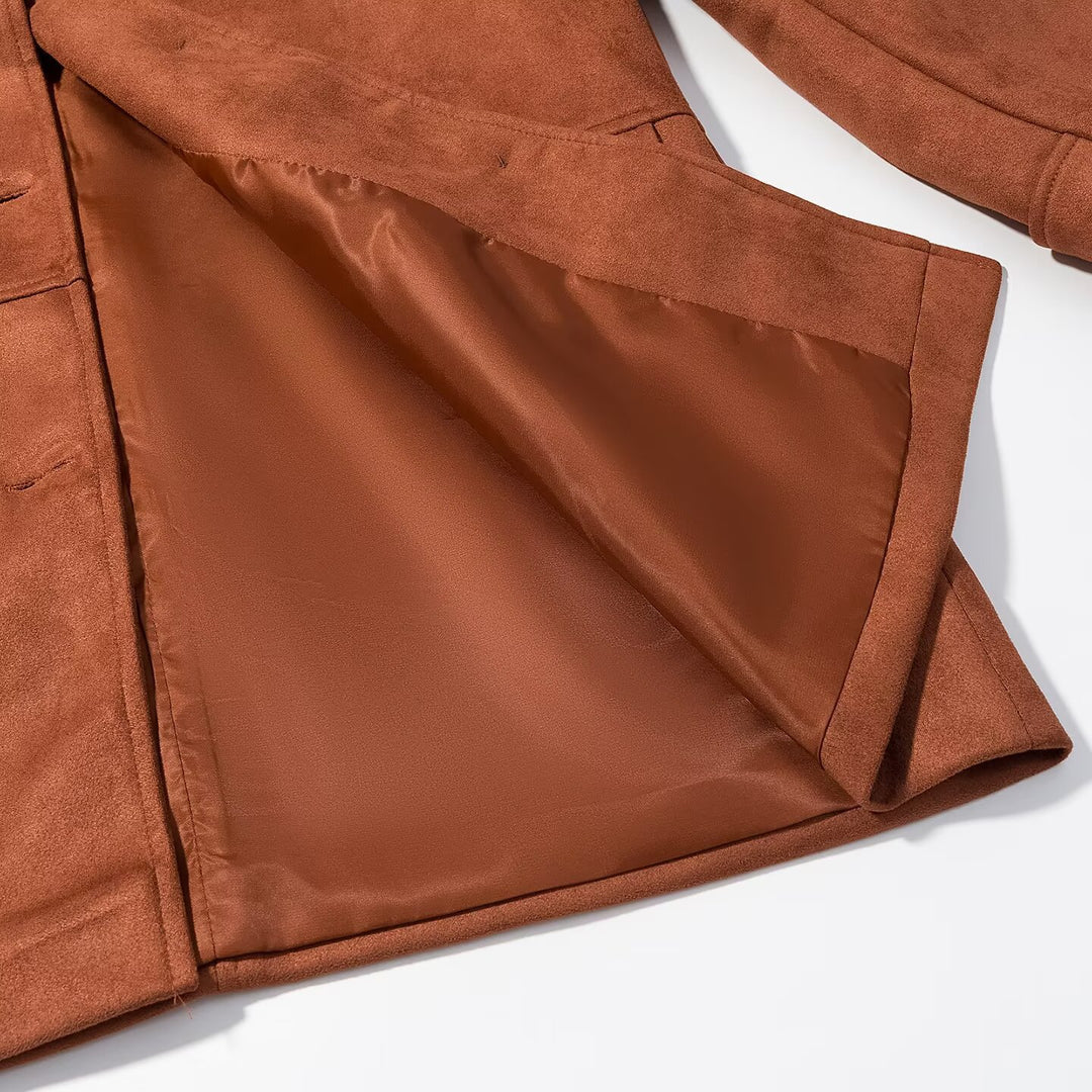Damen Midilanger Veloursoptik-Mantel Echo Archiv