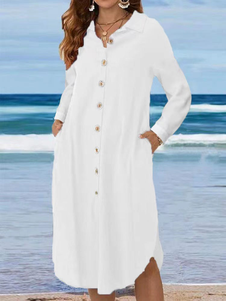 Damen Hemdblusenkleid mit Knopfdetail und schwingendem Saum Echo Archiv