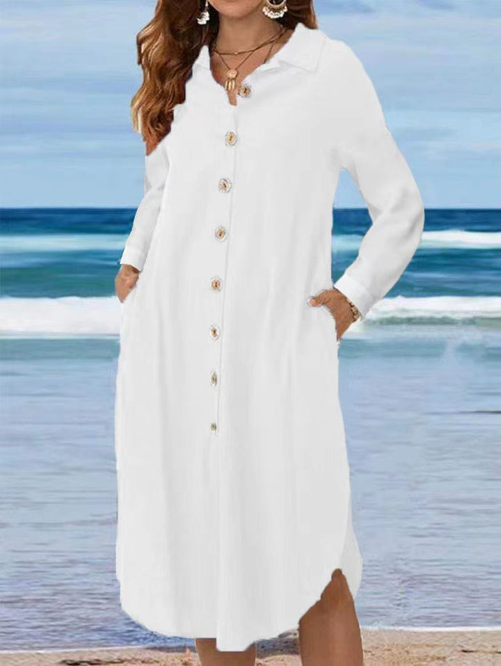 Damen Hemdblusenkleid mit Knopfdetail und schwingendem Saum Echo Archiv