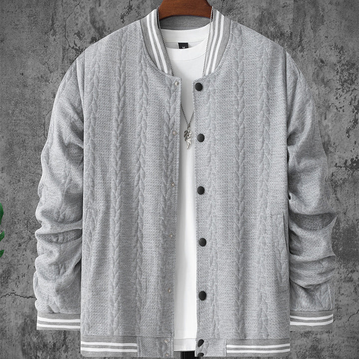 Herren stylische Bomberjacke mit strukturiertem Strickmuster und sportlichen Akzenten Echoarchiv