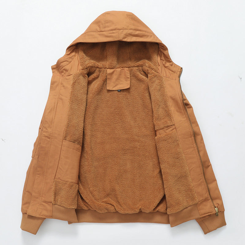 Herren Kapuzenjacke mit Sherpa-Futter und Canvas-Außenmaterial Echoarchiv