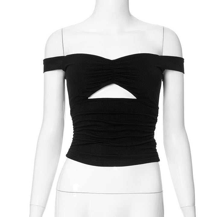 Damen elastisches Off-Shoulder Top mit Raffung und Ausschnitt Echo Archiv