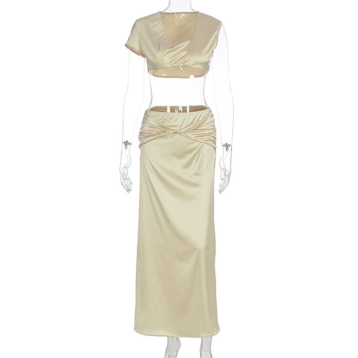 Damen Raffiniertes Crop Top und Maxi Rock Set Echo Archiv