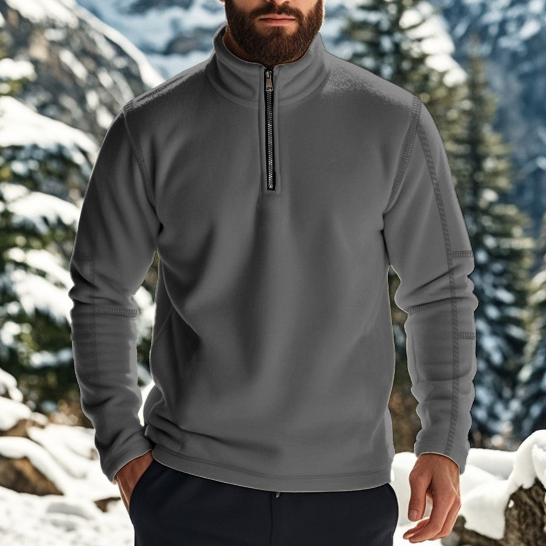 Herren kuscheliger Fleece-Pullover mit half-Zip und hohem Kragen Echoarchiv