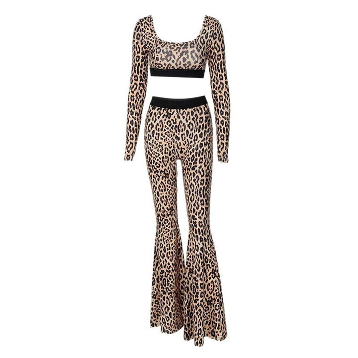 Damen Figurbetontes Flared Jumpsuit mit Animal-Print Echo Archiv