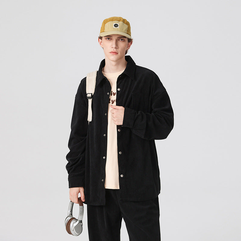 Herren Oversize-Cordhemdjacke mit Druckknöpfen und Brusttasche Echo Archiv