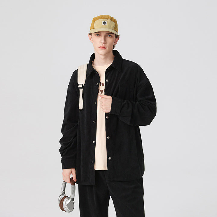 Herren Oversize-Cordhemdjacke mit Druckknöpfen und Brusttasche Echo Archiv