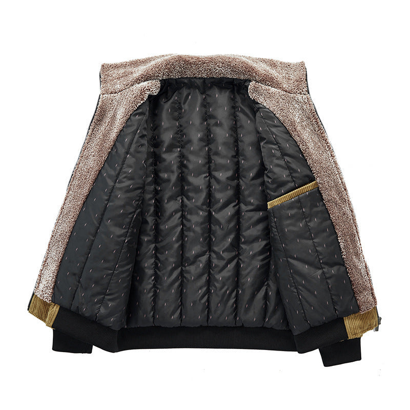 Herren Kord-Fieldblouson mit Sherpa-Innenfutter, Stehkragen und aufgesetzten Pattentaschen Echoarchiv