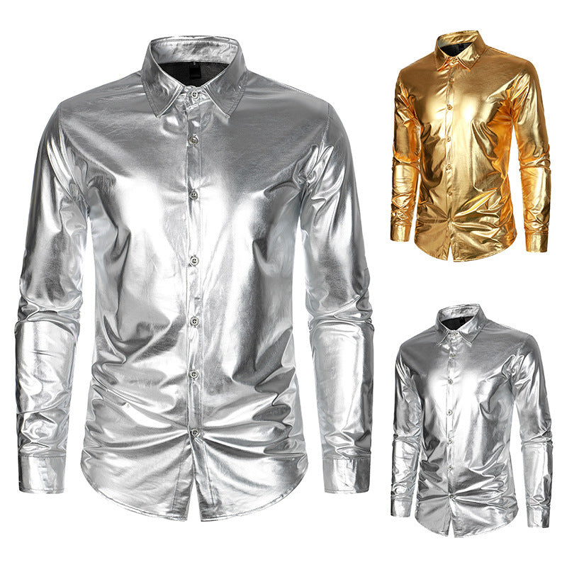 Herren Glamouröses Metallic-Oberhemd Echoarchiv