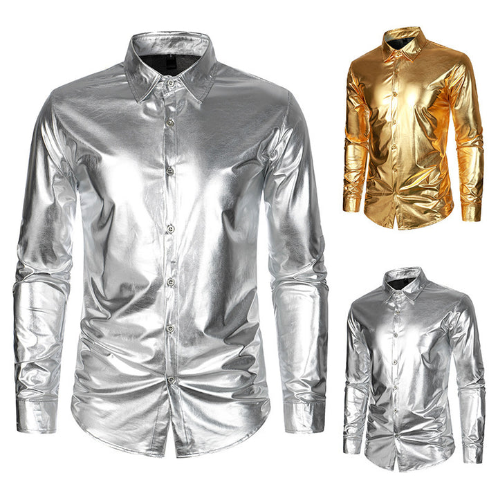 Herren Glamouröses Metallic-Oberhemd Echoarchiv