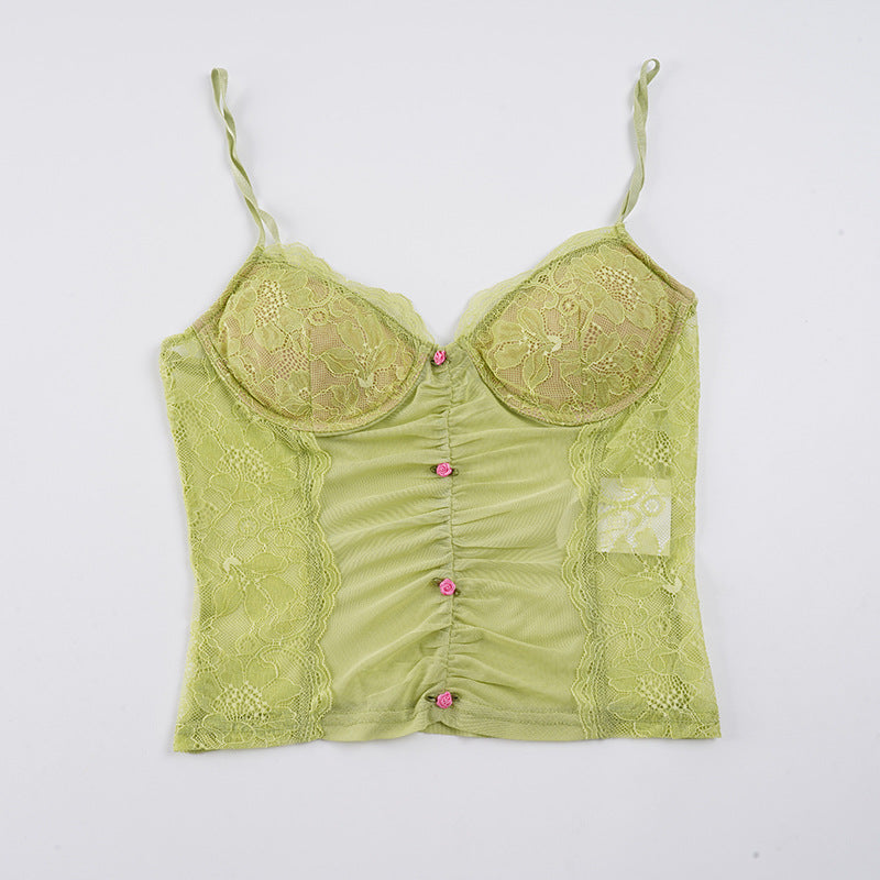 Damen Spitzentop mit raffinierten Knopfdetails Echo Archiv