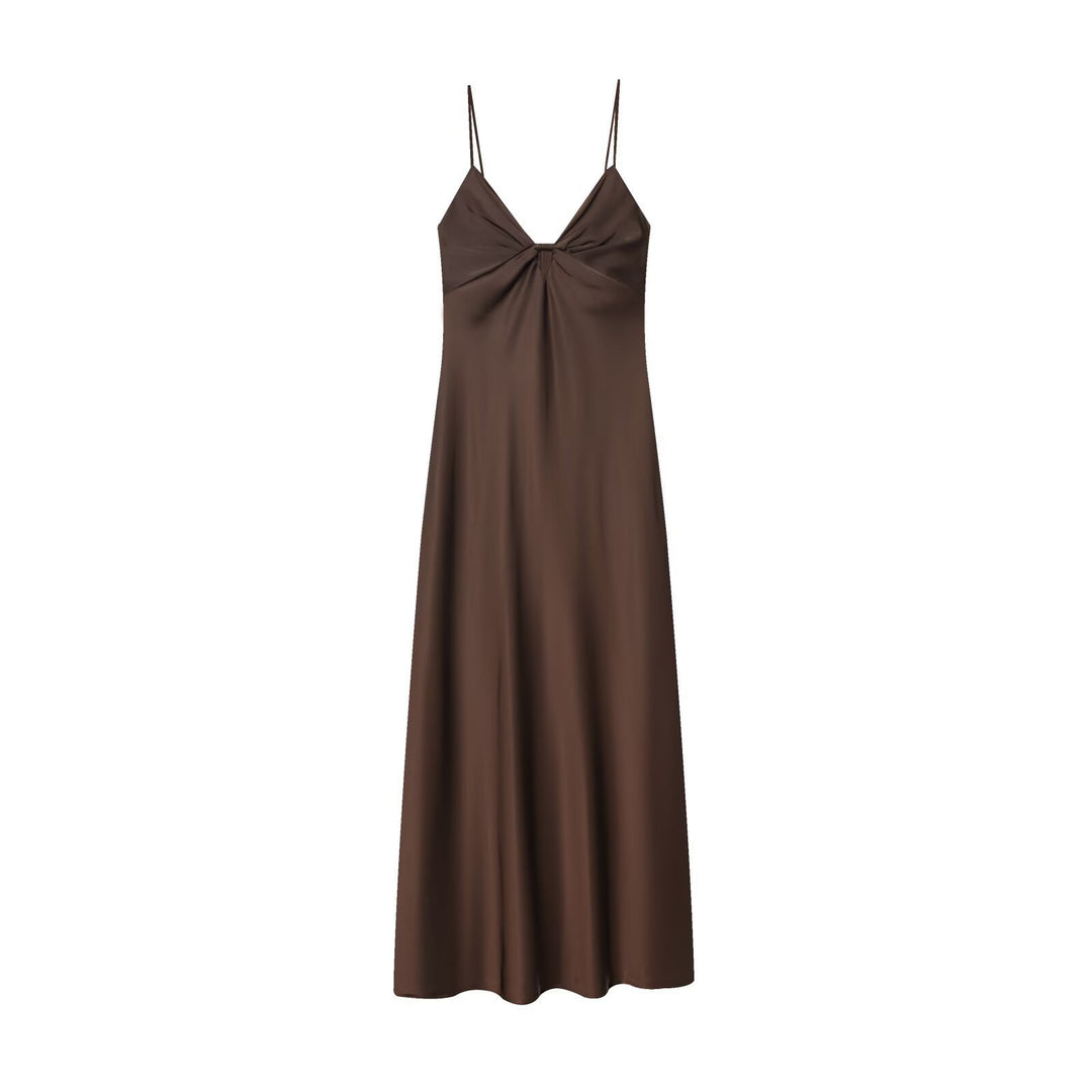 Damen Maxikleid mit elegantem Wasserfallausschnitt und zarter Drapierung Echo Archiv