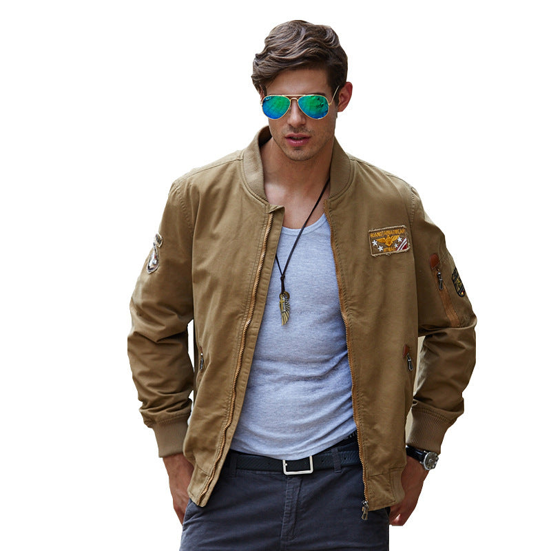 Herren Kapuzen-Canvasjacke im Military-Utility-Stil mit Camouflagemanschette und Rippbündchen Echoarchiv
