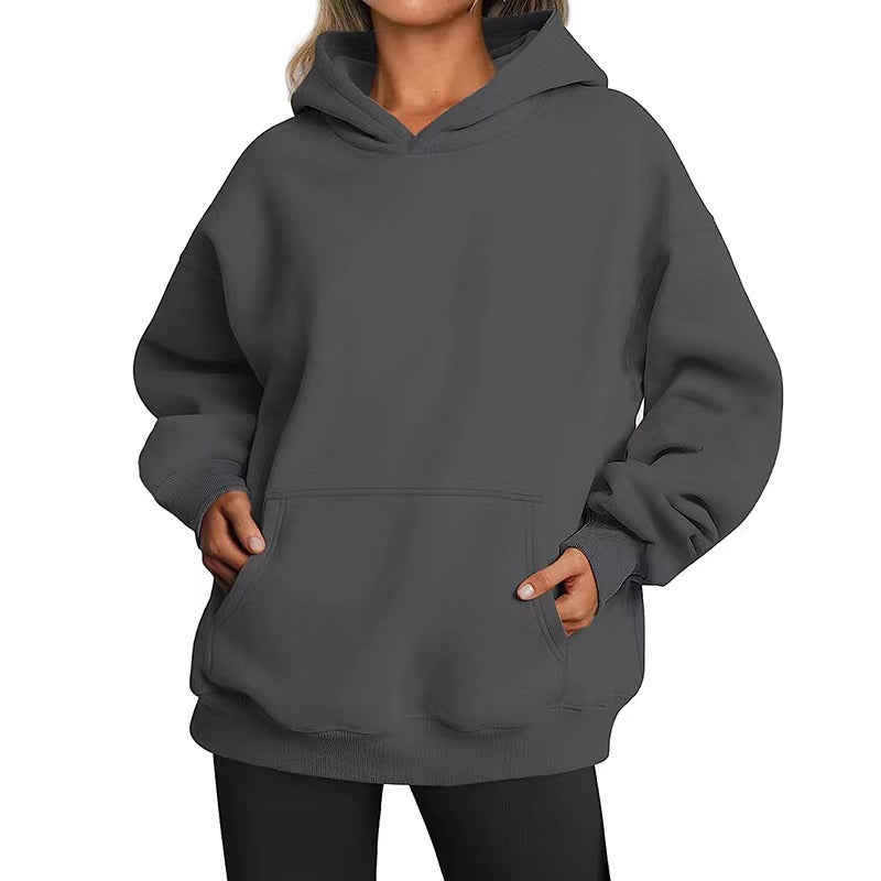 Damen nan extralanger Oversize-Kapuzenpullover im Boxy-Schnitt mit Kängurutasche und geripptem Abschluss Echo Archiv