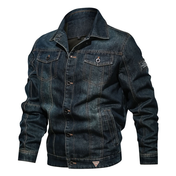 Herren Denim-Jeansjacke im Worker-Look mit kontrastierenden Ziernähten – Denvaro
