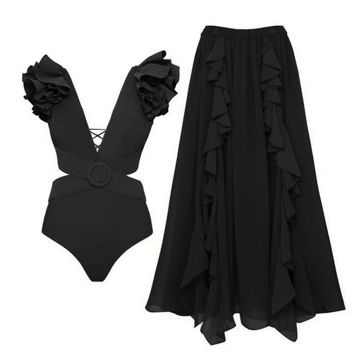 Damen Schwimmanzug mit voluminösen Rüschendetails und aufregendem Schnitt Echo Archiv