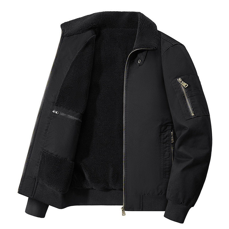 Men's thermal sherpa-lined utility bomber jacket with inner zip stash pocket – Brevano
