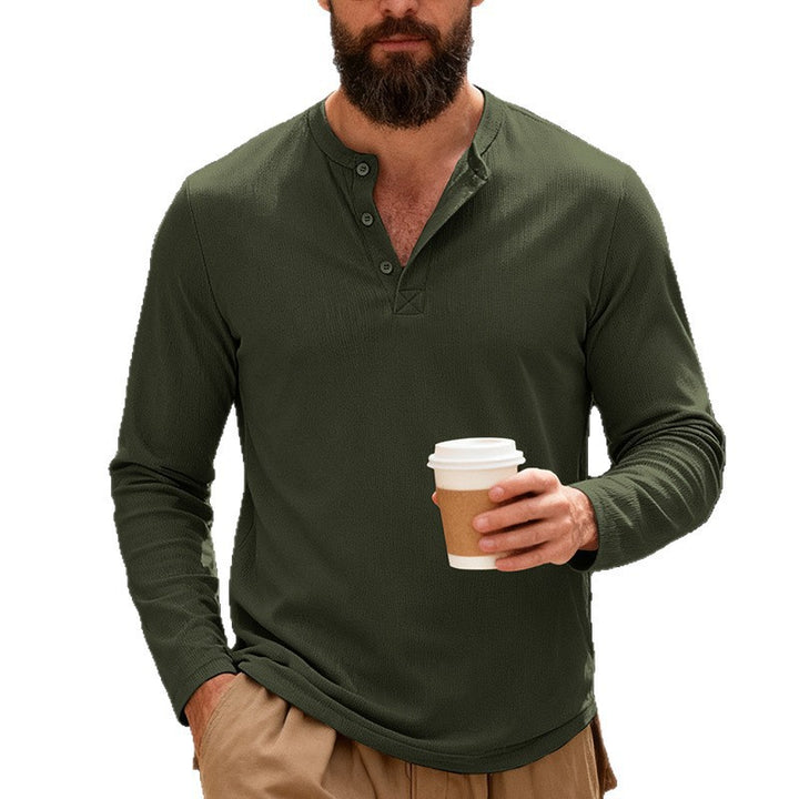 Herren nan Thermo-Henley-Langarmshirt mit Waffelstruktur, Rundhalsausschnitt und Knopfleiste Echo Archiv